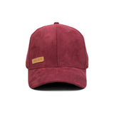 HEAD GEAR RED WINE STRUCTURED LEATHER PATCH FITTED CAP
