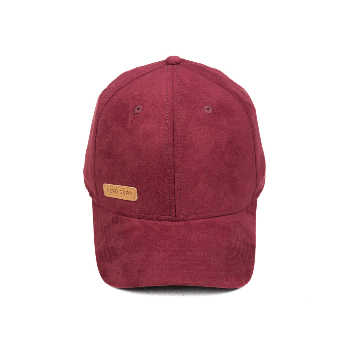 HEAD GEAR RED WINE STRUCTURED LEATHER PATCH FITTED CAP