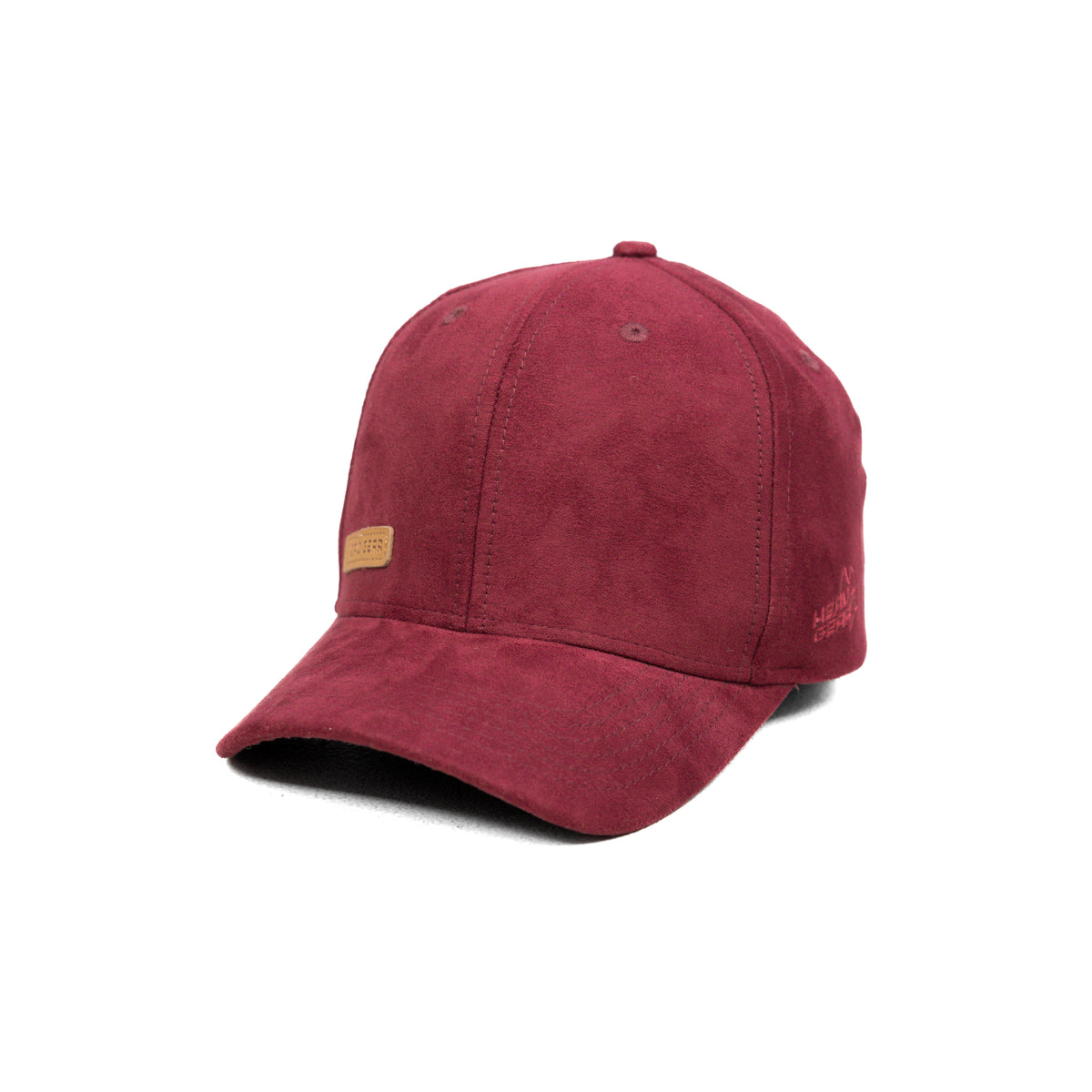 HEAD GEAR RED WINE STRUCTURED LEATHER PATCH FITTED CAP