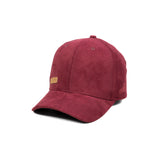 HEAD GEAR RED WINE STRUCTURED LEATHER PATCH FITTED CAP