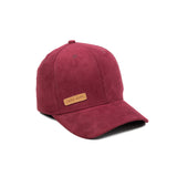 HEAD GEAR RED WINE STRUCTURED LEATHER PATCH FITTED CAP