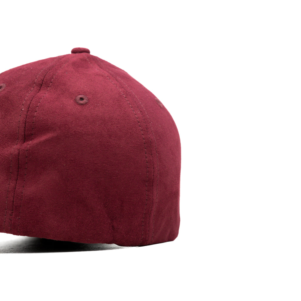 HEAD GEAR RED WINE STRUCTURED LEATHER PATCH FITTED CAP