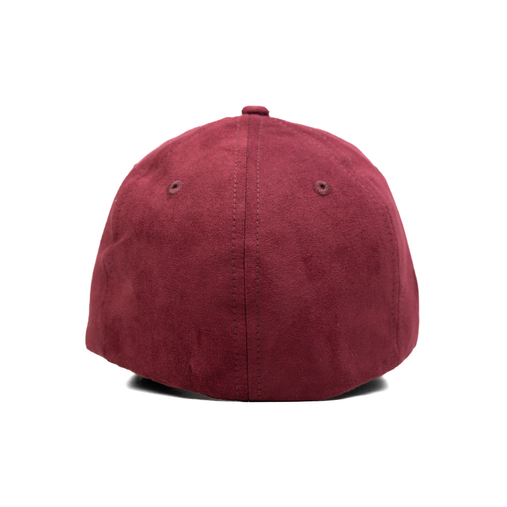 HEAD GEAR RED WINE STRUCTURED LEATHER PATCH FITTED CAP