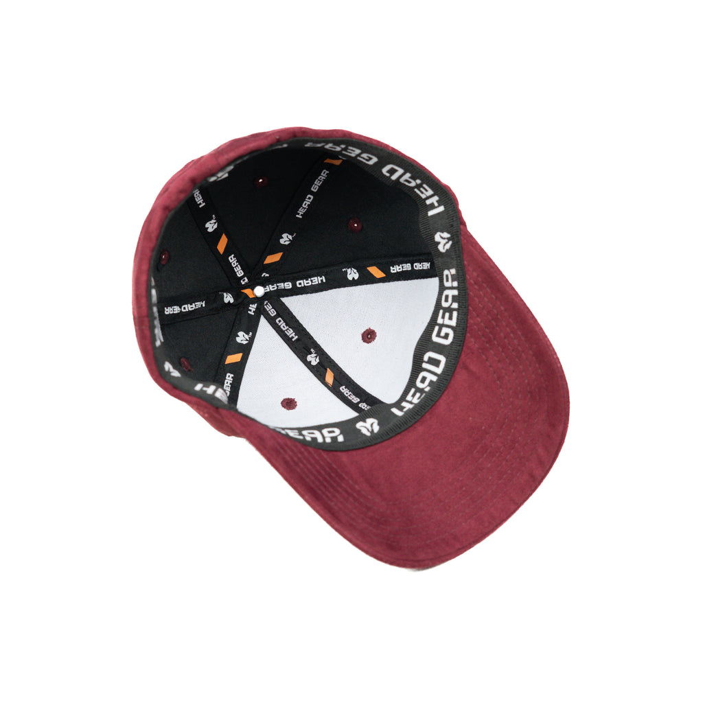 HEAD GEAR RED WINE STRUCTURED LEATHER PATCH FITTED CAP