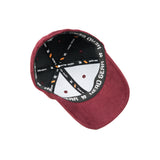 HEAD GEAR RED WINE STRUCTURED LEATHER PATCH FITTED CAP