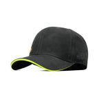 HEAD GEAR BLACK STRUCTURED LEATHER PATCH FITTED CAP