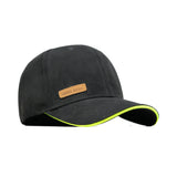 HEAD GEAR BLACK STRUCTURED LEATHER PATCH FITTED CAP