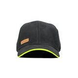 HEAD GEAR BLACK STRUCTURED LEATHER PATCH FITTED CAP