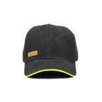 HEAD GEAR BLACK STRUCTURED LEATHER PATCH FITTED CAP