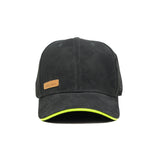 HEAD GEAR BLACK STRUCTURED LEATHER PATCH FITTED CAP