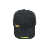 HEAD GEAR BLACK STRUCTURED LEATHER PATCH FITTED CAP