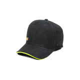 HEAD GEAR BLACK STRUCTURED LEATHER PATCH FITTED CAP