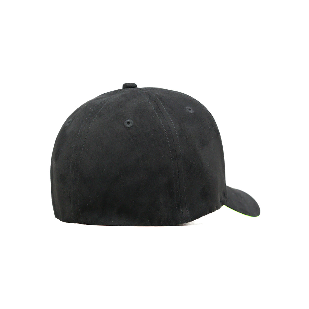 HEAD GEAR BLACK STRUCTURED LEATHER PATCH FITTED CAP