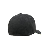 HEAD GEAR BLACK STRUCTURED LEATHER PATCH FITTED CAP