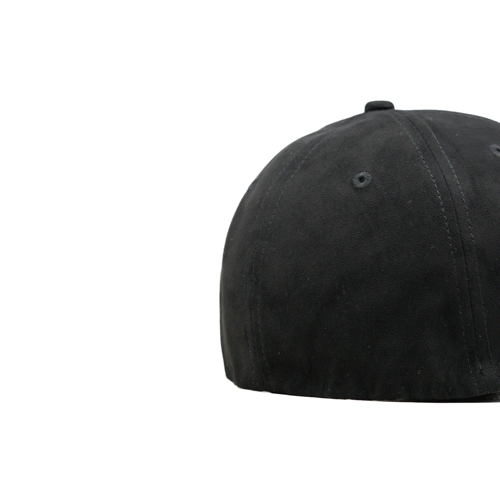 HEAD GEAR BLACK STRUCTURED LEATHER PATCH FITTED CAP