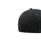 HEAD GEAR BLACK STRUCTURED LEATHER PATCH FITTED CAP