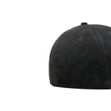 HEAD GEAR BLACK STRUCTURED LEATHER PATCH FITTED CAP