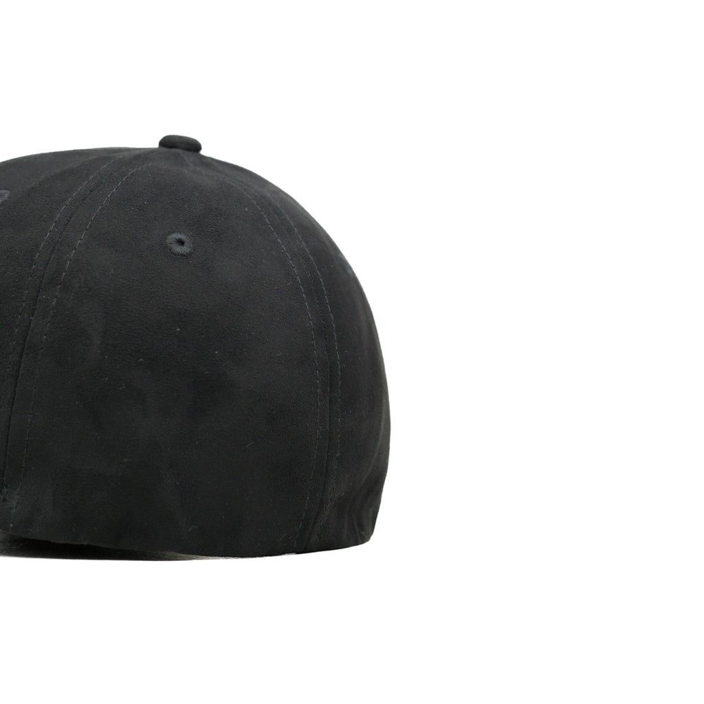 HEAD GEAR BLACK STRUCTURED LEATHER PATCH FITTED CAP