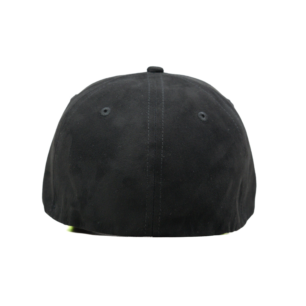 HEAD GEAR BLACK STRUCTURED LEATHER PATCH FITTED CAP