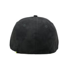 HEAD GEAR BLACK STRUCTURED LEATHER PATCH FITTED CAP