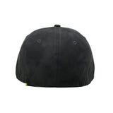 HEAD GEAR BLACK STRUCTURED LEATHER PATCH FITTED CAP
