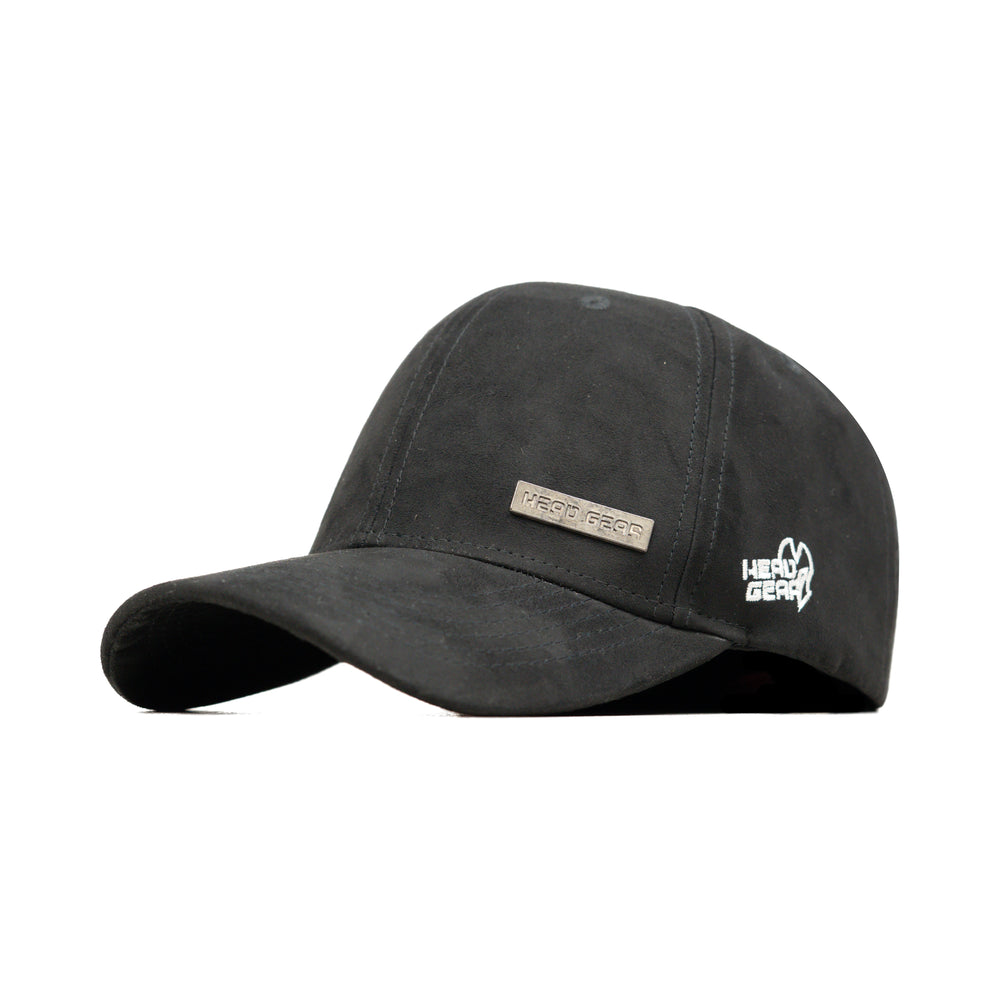 HEAD GEAR BLACK STRUCTURED RUSTIC METAL PATCH CAP