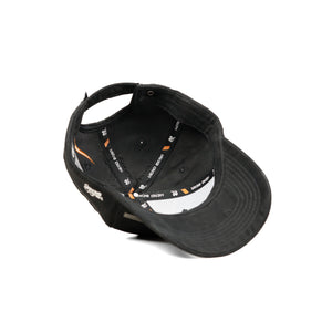 HEAD GEAR BLACK STRUCTURED RUSTIC METAL PATCH CAP