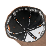 HEAD GEAR BROWN STRUCTURED LEATHER PATCH FITTED CAP