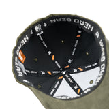 HEAD GEAR OLIVE STRUCTURED LEATHER PATCH FITTED CAP