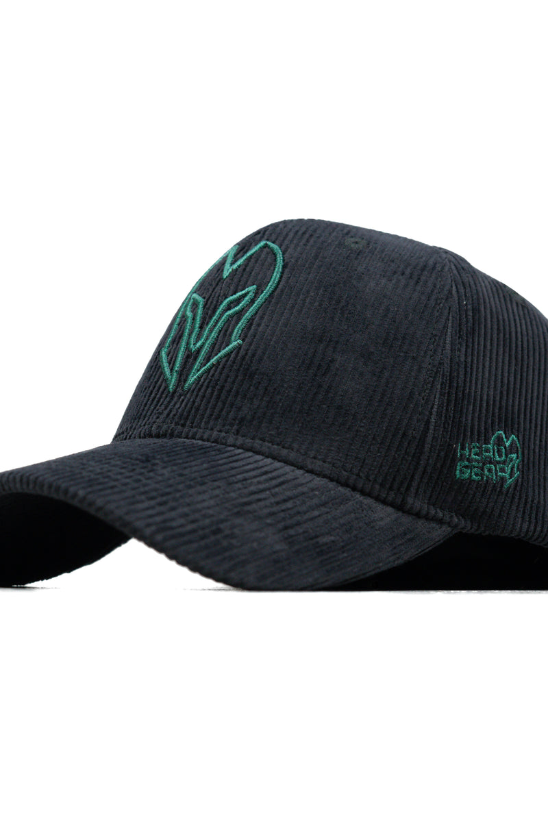 HEAD GEAR BLACK AND GREEN CONTRAST CORD CAP