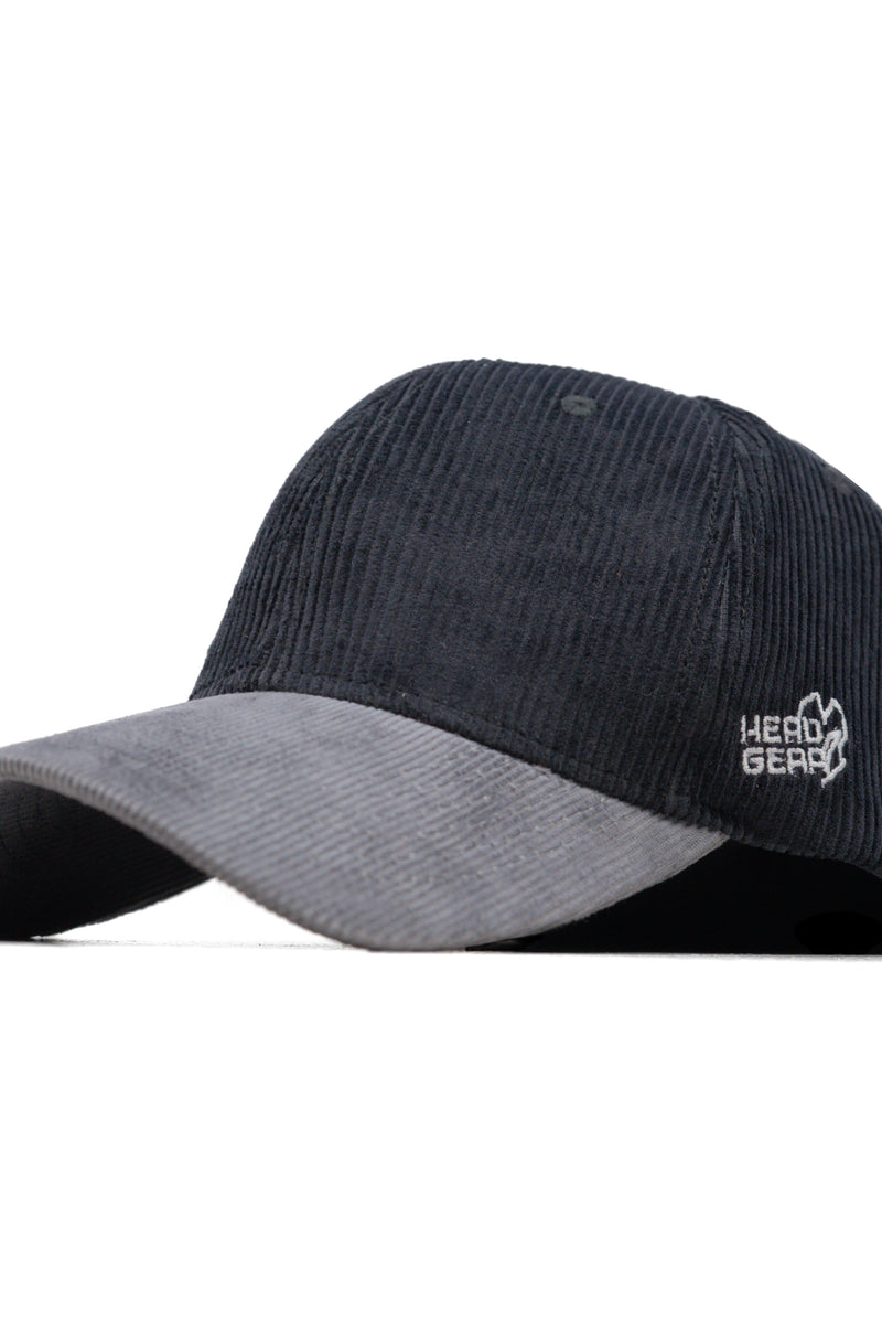 HEAD GEAR BLACK CHARCOAL GREY DUAL TONE CORD CAP