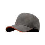 HEAD GEAR GREY STRUCTURED LEATHER PATCH FITTED CAP