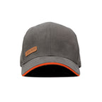 HEAD GEAR GREY STRUCTURED LEATHER PATCH FITTED CAP