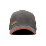 HEAD GEAR GREY STRUCTURED LEATHER PATCH FITTED CAP