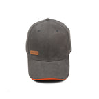 HEAD GEAR GREY STRUCTURED LEATHER PATCH FITTED CAP