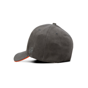 HEAD GEAR GREY STRUCTURED LEATHER PATCH FITTED CAP