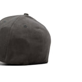 HEAD GEAR GREY STRUCTURED LEATHER PATCH FITTED CAP