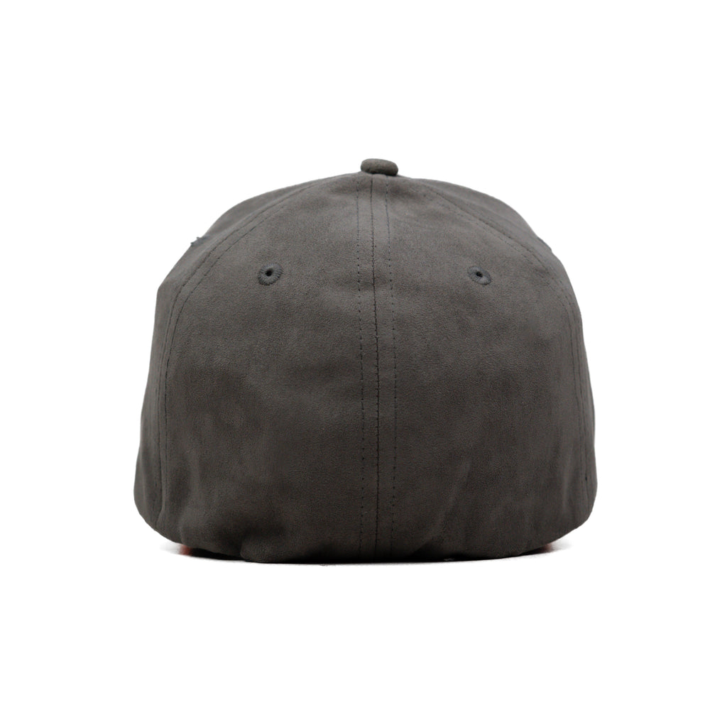 HEAD GEAR GREY STRUCTURED LEATHER PATCH FITTED CAP