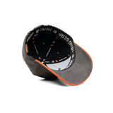 HEAD GEAR GREY STRUCTURED LEATHER PATCH FITTED CAP