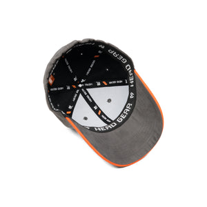 HEAD GEAR GREY STRUCTURED LEATHER PATCH FITTED CAP