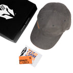 HEAD GEAR GREY STRUCTURED LEATHER PATCH FITTED CAP