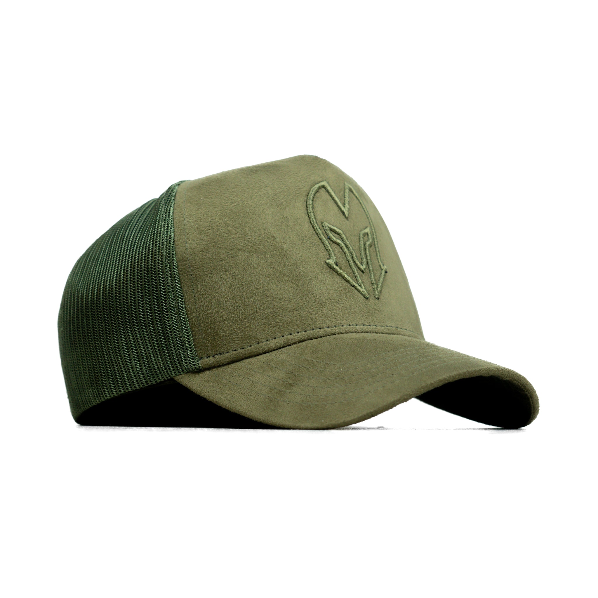 HEAD GEAR OLIVE SUPER SUEDE TRUCKER CAP