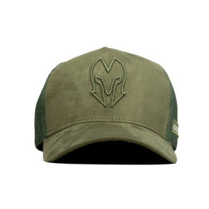 HEAD GEAR OLIVE SUPER SUEDE TRUCKER CAP