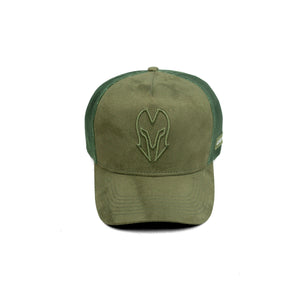 HEAD GEAR OLIVE SUPER SUEDE TRUCKER CAP