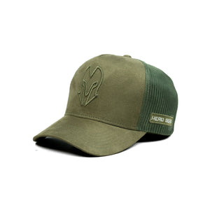 HEAD GEAR OLIVE SUPER SUEDE TRUCKER CAP