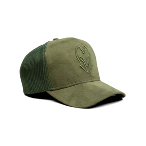 HEAD GEAR OLIVE SUPER SUEDE TRUCKER CAP