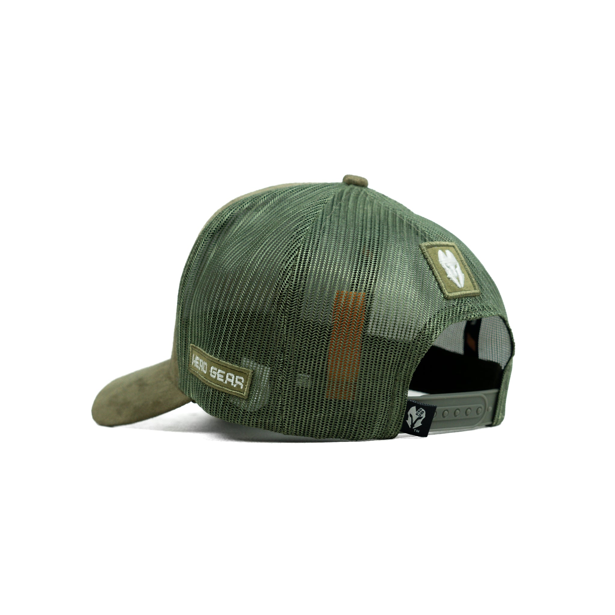 HEAD GEAR OLIVE SUPER SUEDE TRUCKER CAP