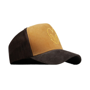 HEAD GEAR LIGHT BROWN AND DARK CHOCOLATE DUAL TONE TRUCKER CAP