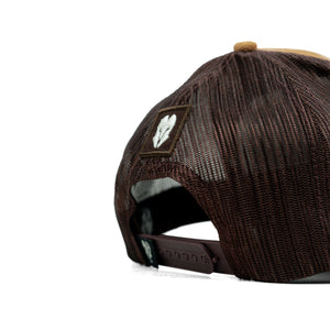 HEAD GEAR LIGHT BROWN AND DARK CHOCOLATE DUAL TONE TRUCKER CAP