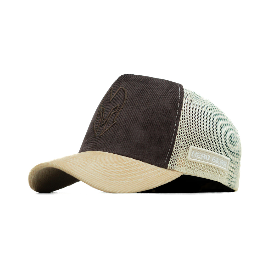 HEAD GEAR DARK CHOCOLATE AND CREAM DUAL TONE TRUCKER CAP